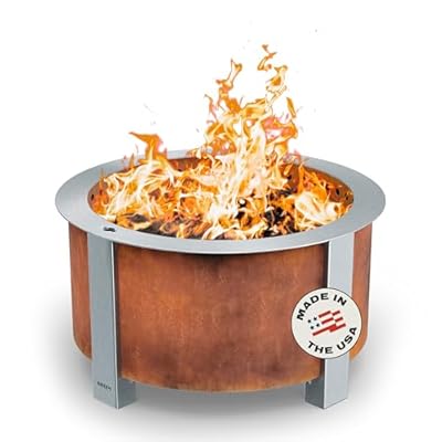 Breeo Smokeless FIrePit (X Series 24, Corten Steel) | 27.5 inch Smokeless Fire Pit for Outside | 62 Pounds | Ideal for Families Compatible with Wide Range of Breeo Accessories