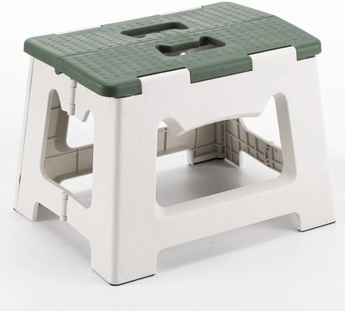 Image of Camping Stool, Portable Folding Stool with Carry Bag, 12in Portable Folding Chair 1.6Lbs Collapsible Camp Stool Outdoor Footstool for Travel Walking Hiking Fishing Picnic Barbecue (Olive)