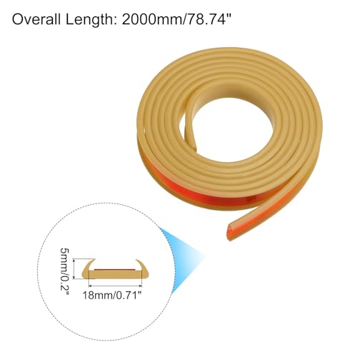Image of uxcell U Shape Furniture Edge Banding, 2M Self Adhesive Flexible Edging Trim, 5x18mm TPE Edge Guards for Cabinets Furniture Repair Restoration, Beige
