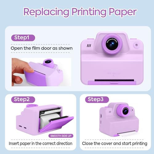 Image of Instant Print Camera for Kids, Toddler Kids Camera Instant Print for 3 4 5 6 7 8 9 10 Years Old Girl Christmas Birthday Gifts, Portable Kid Children Digital Travel Camera Toys for Girls Age 3-12
