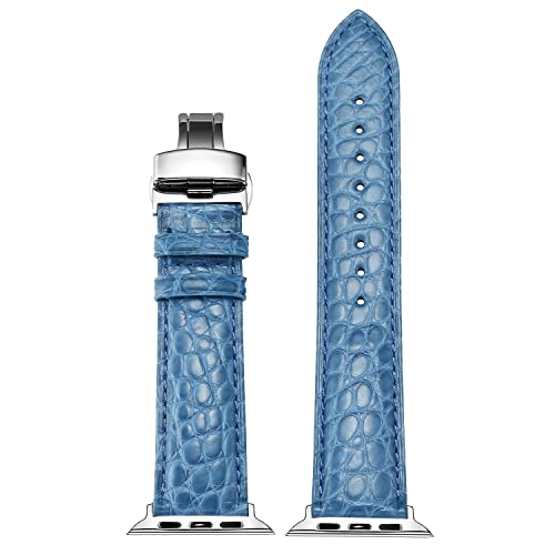 MUENShop Compatible with Apple Watch Alligator Strap 49mm 45mm 44mm 40mm 41mm Real Crocodile Replacement Band for iWatch Series 9 8 7 6 5 4 SE,Ultra/Ultra 2 - Image 2