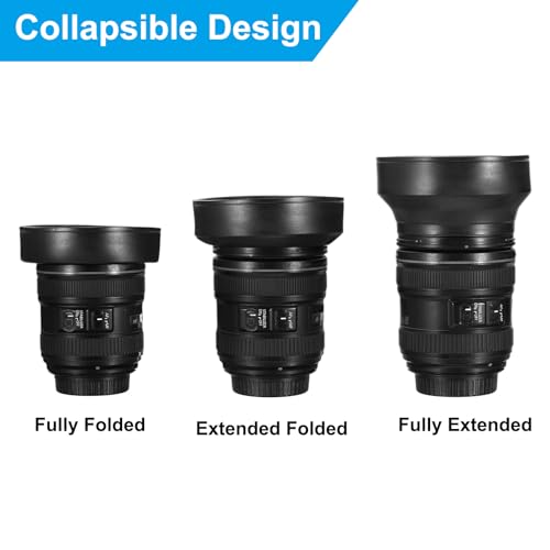 Capuchón para lente de cámara PATIKIL de 67 mm, 2 unidades, protector plegable de goma anti-reflejo que bloquea la luz solar excesiva y mejora la fotografía con cámaras Nikon, Fujifilm, Pentax y Leica miniatura 4