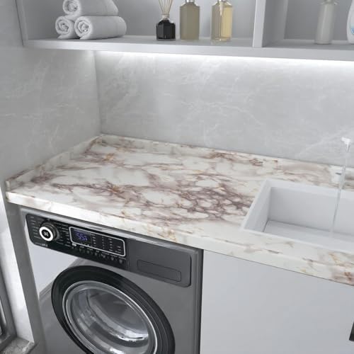 Image of HOME13 Marble Wallpaper Self Adhesive Wallpaper Waterproof Marble Sticker Removable Wallpaper Kitchen Cabinet Countertop (Creamy Gold Marble, 2 Feet x 12 Feet)