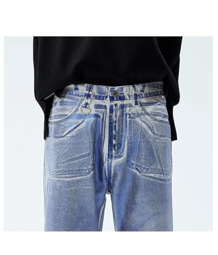 Men's High Street Printed Wide-Leg Jeans Loose Straight Draped Trousers2