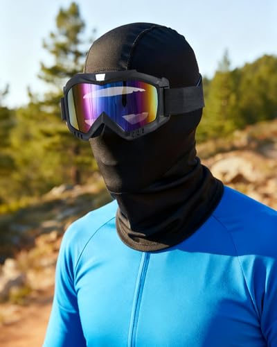 Image of Dirt Bike Goggles with Balaclava Motorcycle ATV Riding Ski Motocross Windproof Dustproof Racing Glasses for Women Men