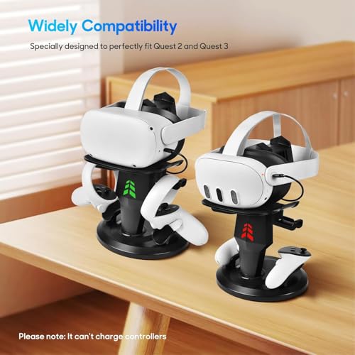 Image of TechKen VR Charging Dock for Meta Quest 3S /Quest 3 /Quest 2, Vertical VR Stand & Charging Station, Fast Charge Headset with Type-C Cable, Supports Controllers with Grip Covers & Elite Straps