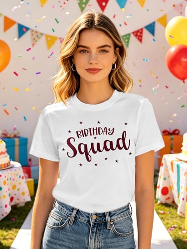 Image of Birthday Shirts Women Happy Birthday Queen and Squad Tee Tops