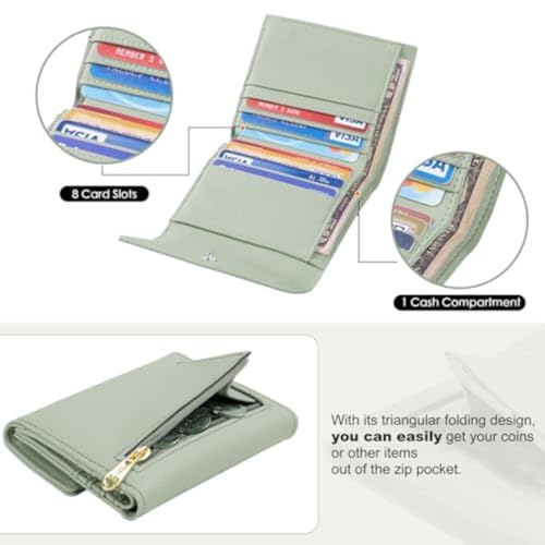 RFID Blocking Small Mini Compact Wallet Coin Pouch Holder Trifold Credit Card Holder Pocket Purse for Women4