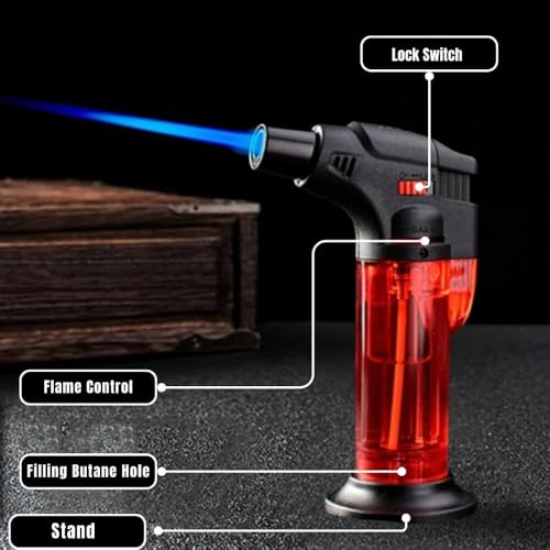 Image of Jet Flame Refillable Gas Lighter for Kitchen - Windproof Pocket Lighter For BBQs, Bonfire, Candle, Easy to Use (Multicolor, Pack of 1)