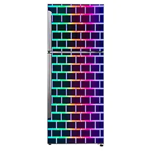 Psychedelic Collection Decorative Fireplace Design colorfulness Stone Veneer Symmetry Fridge Double Single Door Decorative Sticker (PVC Vinyl, Multicolor, 60 cm X 160 cm) FD991_New