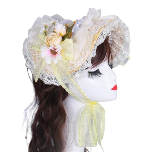 Chapeau de soleil victorien fait main en paille et fleurs de style