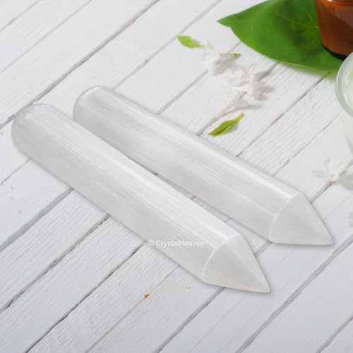 Image of Selenite Crystal Wand - Pointed Crystal Wand for Energy Healing, Chakra Balancing, Meditation and Home Decor - Crystals and Healing Stones for Gift