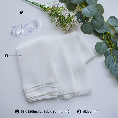 12 Pack White Chiffon Table Runners 10Ft Romantic Sheer 29 X 120 Inches Wedding Table Runner Overlays For Wedding, Birthday Party, Bridal And Baby Shower Table Decorations #TOP1