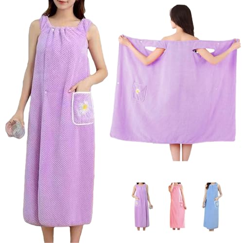 LaresDay Mode Mit Taschen Damen Bademantel Sauna, Strand, Schwimmbad und Wellness, weichem, saugfähigem – Badehandtuch, Saunatuch und Duschtuc...