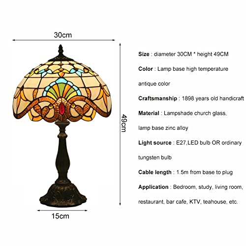 Lampe de table de style baroque en vitrail pour éclairage doux E27 - 6