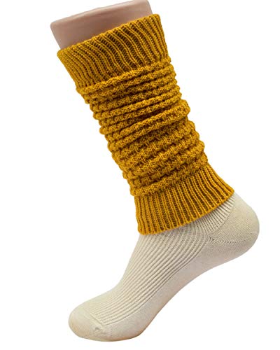 Calentadores para piernas GRÖDO de lana merino color amarillo curry y talla única