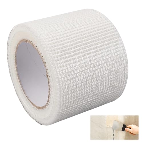 10 CM x 30 M Cinta Malla de Fibra de Vidrio Autoadhesiva, Malla Reparadora Pared, Cinta Juntas Pladur Autoadhesiva Alta Resistencia para Unir y Enlucir Cinta Malla Rollo Tela, Rellenar Grietas