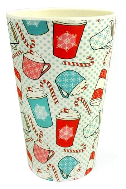 TINYMILLS Eco-Friendly Reusable Plant Fiber Travel Mug with Christmas Coffee Design Stocking Stuffers Party Favor Party Prizes Gift for Teachers