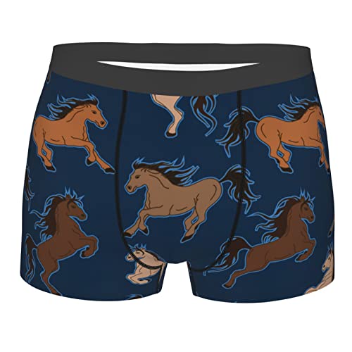 SEVEBJ Boxer pour homme avec éléments de Noël dessinés à la main pour petit ami, Motif de chevaux, M