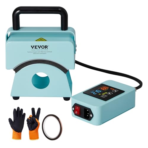 VEVOR Hat Press Machine, Mini Hat Heat Press for Caps with Integrated Control Panel, Cap Heat Press Machine with 5.9x3.15 inch Curved Heating Plate, Safety Base, and Glove, Automatic Shut-Off, Green