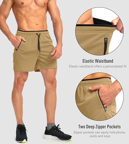 Image of G Gradual Men's Gym Workout Shorts Zipper Pockets 5 inch / 7 inch Quick Dry Breathable Runing Athletic Short for Men