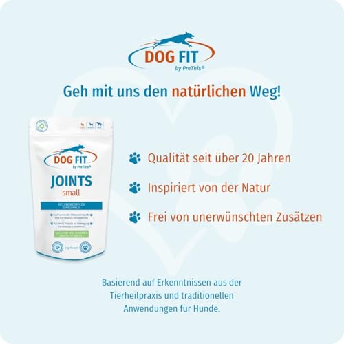 DOG FIT by PreThis® Joints Gelenkkomplex für Hunde I Glucosamin, MSM, Kollagen, Teufelskralle & Weihrauch I Ohne Zusätze I small bis 10kg