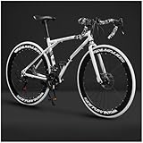 Tonain新登場エアロロードバイク ロードバイククロスバイク シマノクロスバイク 自転車 マウンテンバイク 21/24段変速 Ｖブレーキ 700C 高炭素鋼 レーシングサスペンション 前後ディスクブレーキ 超高炭素鋼フレーム 超軽量 マウンテンバイク 通勤 通学 中学生 高校生 学生 大人 成人 男の子 女の子初心者 (21速,ナイフ60本-[白と黒])