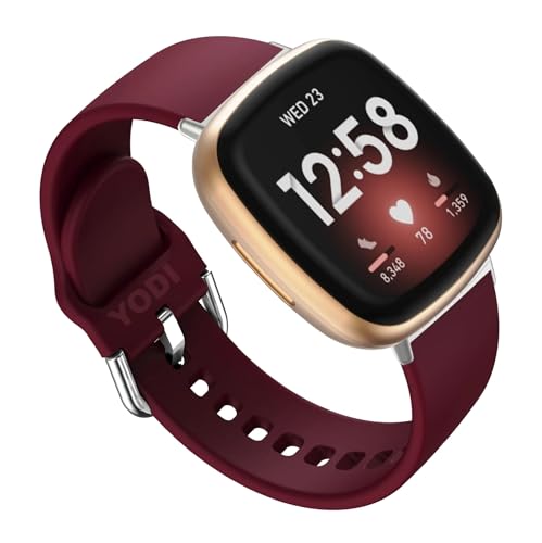 Image of YODI Watch Band Compatible with Fitbit Versa 4 / Fit bit Versa 3 / Fitbit Sense /Sense 2 Band, Soft Replacement Silicone Wristband for Women Flexible Waterproof Sport Watch Strap for Men Large