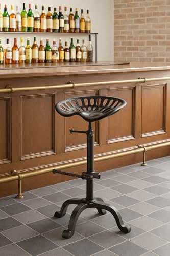HomeZone 50-65cm Brown Cast Iron Bar Stool - Vintage Industr