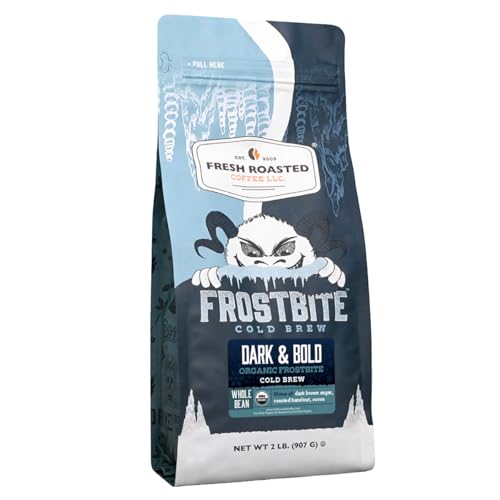Image of Fresh Roasted Coffee, Organic Dark & Bold Frostbite Cold Brew Whole Bean Coffee, Dark Roast, USDA Organic, Kosher, 2 lb (32 oz)