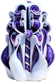 Christmas Purple Carved Candles 5"-Unique Easter Candle-Mothers day gift-Designer Colored Candles-Oscar Candles