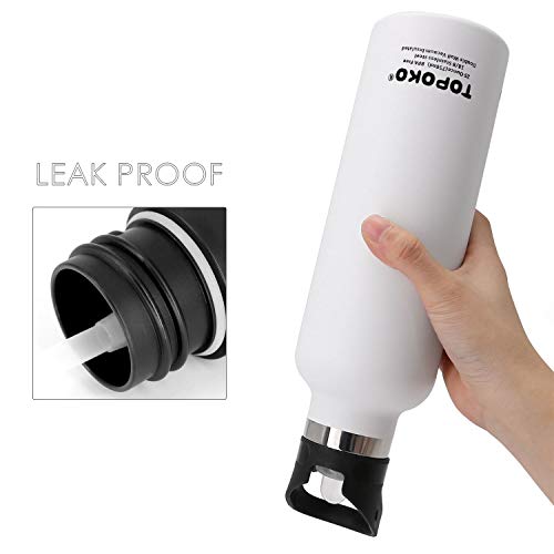 Topoko 25 Oz Double Wall Stainless Steel Water Bottle, Straw Lid With Handle, Vacuum Insulated, Sweat Proof, Leak Proof Travel Mug Sports Bottle, Keep Warm Or Cold Up To 24 Hours. (White) #TOP3