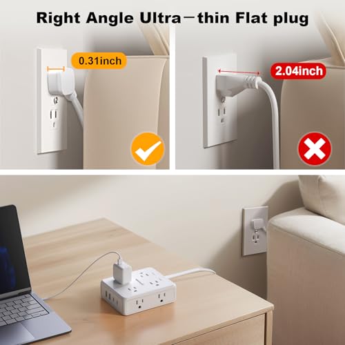 Extensión con protector eléctrico oviitech, 8 tomas, 4 puertos USB, cable de 1.83 m, 1350 Joules miniatura 4