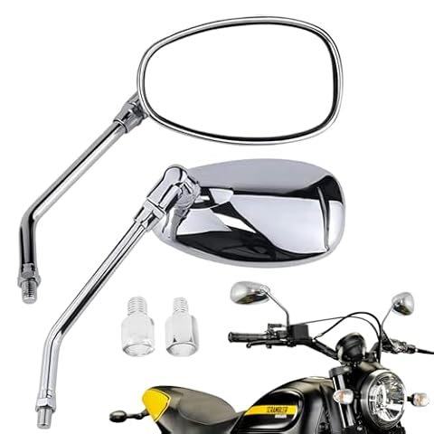 Uniwersalne lusterko motocyklowe, 10 mm, lusterko wsteczne Moto z opakowaniem śruby do skutera, Street Bike Cruiser Chopper Sport Bike ATV (chrom#1)