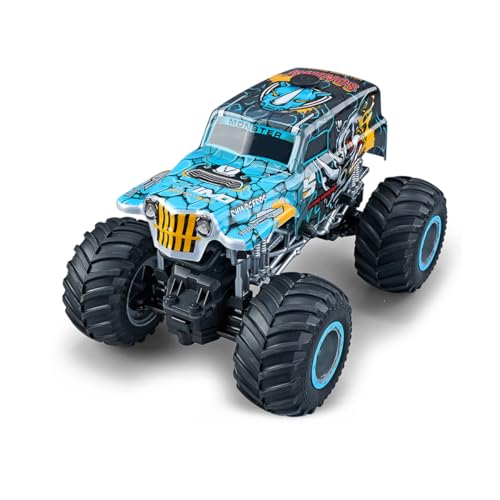 CARRINHO DE CONTROLE REMOTO BIG MONSTER SOLTA FUMAÇA COM AJUSTE DE ALINHAMENTO POLIBRINQ CAR809 (Azu