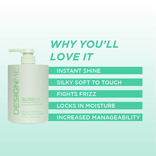 Designme Gloss.me Hydrating Shampoo | Hemp & Argan Oil Shampoo Adds Softness & Shine | Straight, Wavy, Or Curly Hair Shampoo | Sulfate-Free & Color-Safe Moisturizing Shampoo For Dry Hair, (32 Fl Oz) #TOP6