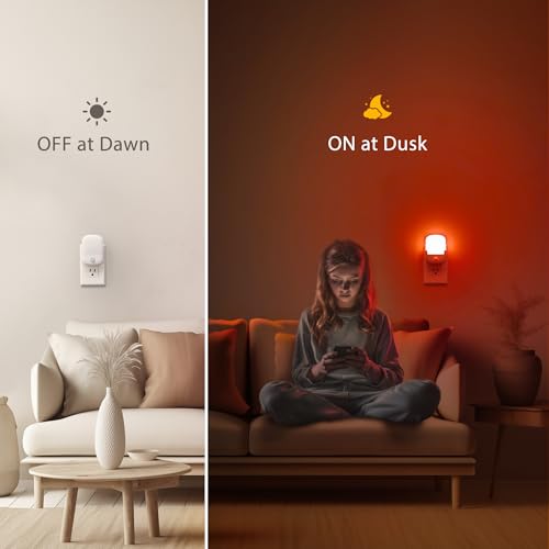 Image of Briignite Red Motion Sensor Night Light, Night Light, Dusk to Dawn Night Light 2Pack, Dimmable Led Night Light, Night Light for Kids, 1W Night Lights Plug into Wall for Bedroom, Kid Room, Bathroom