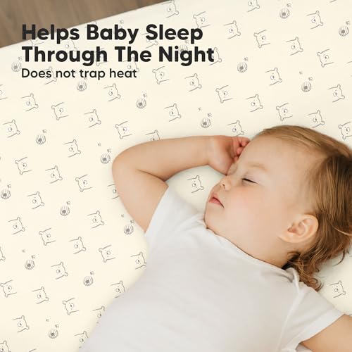 Image of 2-Pack Mini Crib Sheets Fitted, 38x26 Pack N Play Mattress Sheets (Bumble Bear)