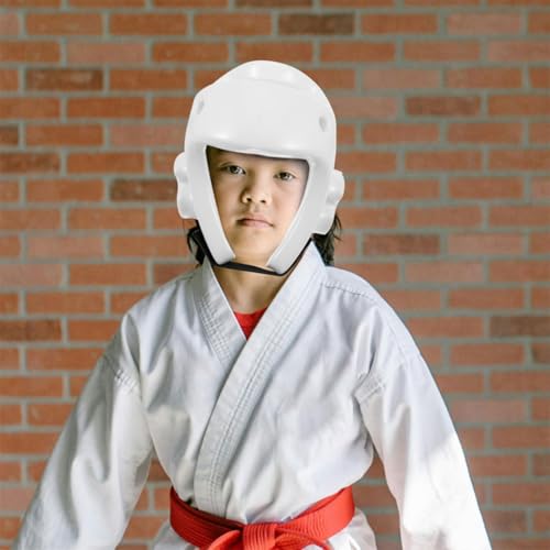 Casco de boxeo blanco de PU ajustable para el entrenamiento de combate 6