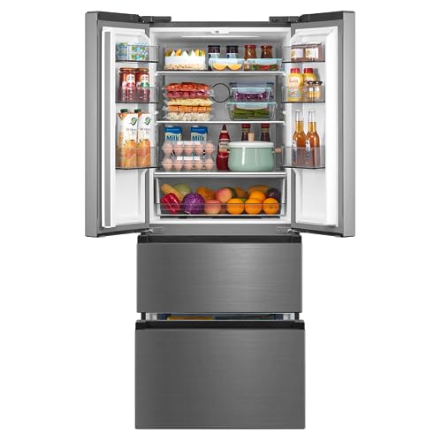 Cookology CFDF391IX 70cm Freestanding French Doors Fridge Freezer, 391 Litre Capacity with LCD Temperature Control, 4 Star Freezer and Frost Free - In Inox - Image 5