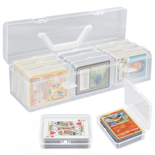neotidy Trading Card Storage Box with 9 Individual Card Cases Large Capacity Card Game Organizer for Top Loaders MTG Board Game & Playing Cards Clear Plastic Card Storage Case with Insert Boxes