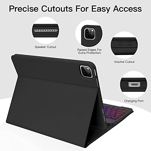 Image of typecase Keyboard case for iPad Air 11 (M4 /M3 /M2,2026 /2025 /2024),Air 5th /4th & Pro 11(4th /3rd /2nd /1st) with 7-Colors Backlit, Multi Viewing Magnetic Detachable Wireless Keyboard case, Pencil Holder