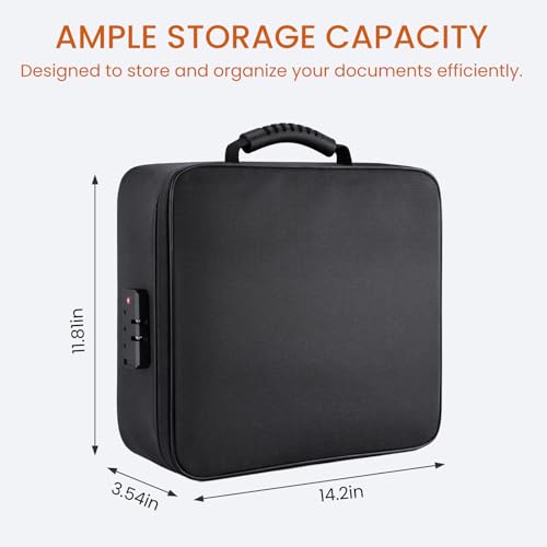GreenWhim Fireproof Document Box Waterproof and Fireproof Document Storage with Lock Document organiser Case for A4 Important Documents,Portable Home Fire Safe Storage Box Case - Image 2
