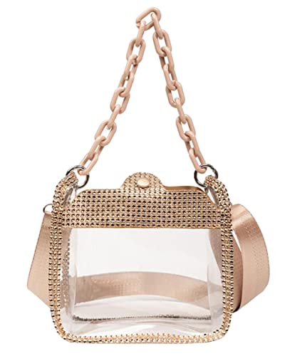 Image of Clear Evening Purses Mini Clutch Bags Women's Crossbody Rhinestone Handbags Shiny Shoulder Bag