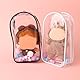 Tinoaly 2stk Puppen Präsentationstaschen, 19,5x10,5cm wasserdichte Puppen Präsentationstasche aus PVC mit Pompom und Schlüsselanhänger Schutztasche für Sammlerstücke (Schwarz und Weiß)