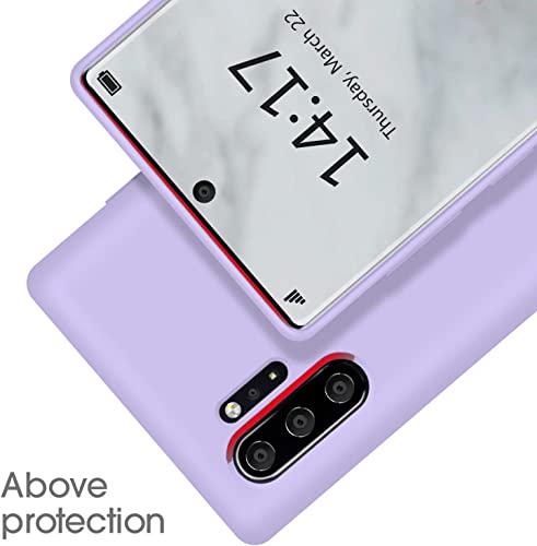 Image of DIZORO Liquid Silicone Case with Microfiber Cushioning Compatible for Samsung Galaxy Note 10 Plus Shockproof Slim Back Cover, Gel Rubber Full Body Protection - Purple