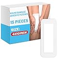 15 Pieces Bordered Gauze-Island Dressing 4 x 10 Inch Wound Bandage Adhesive Patches Post Shower Breathable Borders Individually Packed Pouches