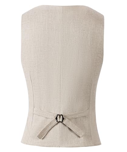 Ceehuteey Women's Linen Suit Vests V-Neck Single Breasted Elegant Waistcoat Business Outfits Top4