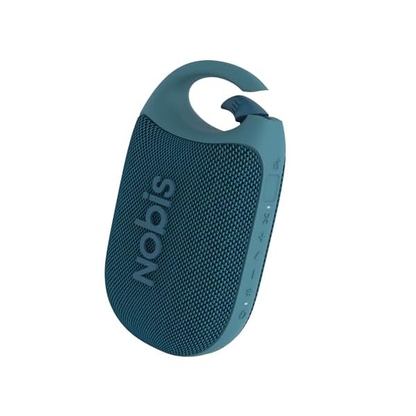 NOBIS Clip N1 Portable Bluetooth Speaker with App, Beat Mode, Up to 24H Playtime, IP68 Waterproof, BT 5.3, HD Sound, Stereo Pairing, Custom EQ, Perfect for Outdoor, Home and Adventure (Blue)