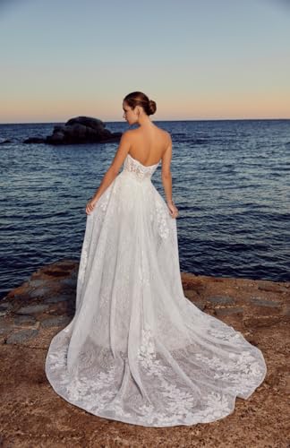 Strapless Wedding Dress for Bride Lace Mermaid Bridal Gown 2025 Long Tulle Bridal Dress with Train3